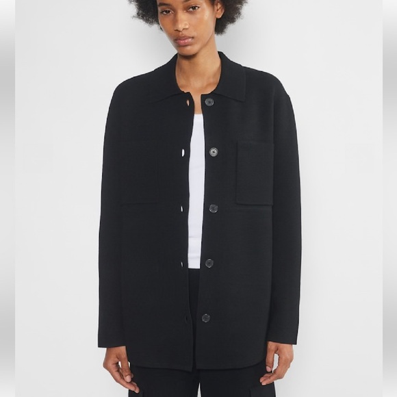 Aritzia Babaton Womens NEW Society Shirt Jacket Size XS Button Up Knit Black - Picture 13 of 13